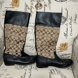 Coach tall riding boot - light/brown leather